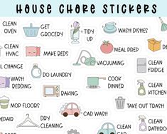 the house chores stickers are shown here