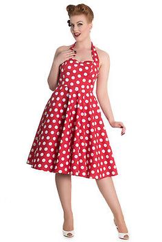 Amazing and gorgeous 60's style Polka Dot swing dress from Hell Bunny. Crafted from unlined stretchy cotton with a classic polka dot print in an authentic 60's style cut. Featuring a feminine fit with a fitted zip fastening bodice with a gathered bust and and a tailored silhouette, defining curves for a killer pin-up look. Pin Up Looks, 60's Style, 60s Fashion, Retro Pattern, Polka Dot Print, Dot Print, White Polka Dot, Swing Dress, Fit & Flare