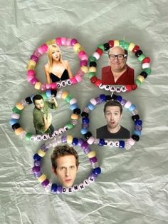 Cute bracelets to match your favorite characters! All 5 are made with pony beads and elastic string. Always Sunny In Philadelphia, It's Always Sunny In Philadelphia, Always Sunny, Kandi Bracelets, Sunny In Philadelphia, It's Always Sunny, Bracelet Ideas, Cute Bracelets, Pony Beads