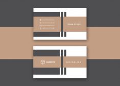 two business cards with brown and white stripes