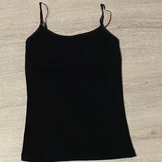 Brand New With Built In Bra Size Xs Black Cami Top With Built-in Bra, Casual Black Cami Top, Black Cotton Tops With Built-in Bra, Basic Black Sleeveless Camisole, Trendy Black Cami Top, Basic Black Tops With Built-in Bra, Basic Black Cami Tank Top, Black Fitted Camisole Top, Black Fitted Trendy Camisole