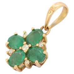 Natural Emerald pendant in 18K Gold. It has a oval cut emerald studded with diamonds that completes your look with a decent touch. Pendants are used to wear or gifted to represent love and promises. It's an attractive jewelry piece that goes with every basic outfit and wedding too. PRODUCT DETAILS :- > Material - 18K Solid Yellow Gold > Gemstone - Emerald > Stone Weight - 3.1 ct > Stone Shape - Oval > Stone Size - 4 x 4.5 mm > Stone Pcs - 4 > Diamond Weight - 0.04 ct > Diamond Pcs - 5 > Gross We Emerald Pendant Necklace, Everyday Pendant, Emerald Necklace Pendant, Emerald Pendant, Contemporary Pendant, Emerald Stone, Oval Stone, Emerald Cut Diamonds, Diamond Pendant Necklace