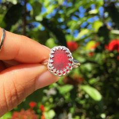 İlgili resim Red Sea Glass, Red Ring, Red Rings, Heart Cut Out, Oct 11, Handmade Rings