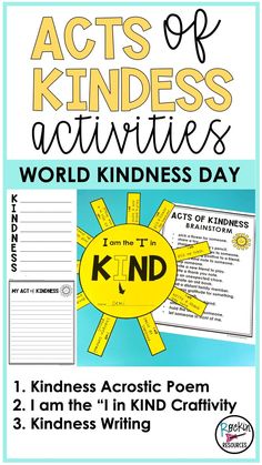 kindness, be kind, acts of kindness, November 13, writing, acrostic poem, crafts Kindness Activities For Kids, Kindness Club, Third Grade Activities, Counseling Tips, Social Studies Curriculum, Kindness Day, Kindness Activities, Writing Curriculum, World Kindness Day