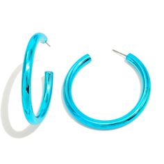 Say goodbye to boring hoop earrings! Our Metallic Finish Metal Drop Hoop Earrings are here to make a statement, adorning your ears with their 1.75-inch awesomeness in eye-catching shades of blue, pink, multi and green! Shine on, friends! Drop Hoop Earrings, Metal Drop, Shine On, Holiday Specials, Say Goodbye, Shades Of Blue, Pink And Green, Hoop Earrings, Shades