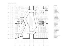 the floor plan for an office building with several floors and various areas to be seen