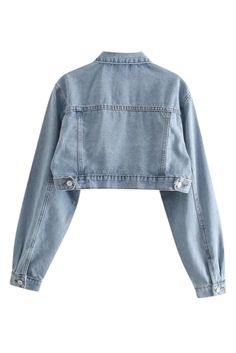 Goodnight Macaroon 'Olivia' Cropped Denim Jacket Collared Long Sleeve Button-up front Denim Single Breasted Measurements: S – Shoulder 43cm, Bust 90cm, Sleeve 60cm, Length 40cm M– Shoulder 44cm, Bust 94cm, Sleeve 61cm, Length 41cm L – Shoulder 45cm, Bust 98cm, Sleeve 62cm, Length 42cm Machine cold and gentle cycle or hand wash cold Lay flat to dry / do not tumble dry Iron on a low heat setting If you are unsure or need assistance selecting the proper size or color, please contact our Customer Services team and they'll be more than happy to help. Chic Denim Cropped Jacket With Long Sleeves, Chic Medium Wash Denim Jacket With Buttons, Light Wash Denim Jacket With Buttoned Pockets, Cropped Denim Jacket With Buttons, Fitted Collared Denim Jacket With Buttons, Cropped Denim Jacket With Pockets For Winter, Chic Winter Denim Jacket With Snap Buttons, Winter Denim Button-up Top, Spring Cropped Jacket In Dark Wash With Button Closure