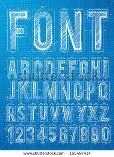 the font and numbers are drawn on a blueprint background