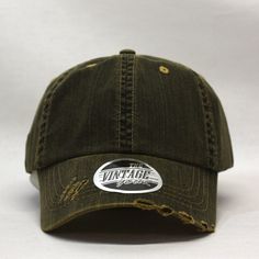 Distressed, Unstructured Soft Crown Low Fitting 6 Panel Cap Features a Dirty Wash, Providing a Vintage Worn-Out Look Pro Stitch on Crown, 6 Embroidered Eyelets and 6 Rows Stitching on Visor Adjustable Velcro Closure One Size Fits Most 100% Herringbone Cotton 6 Panel Cap, Vintage Wear, Dad Hats, Cotton Twill, Herringbone, Baseball Cap, The Row, Baseball Hats, Stitching