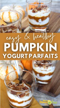 pumpkin yogurt parfaits with text overlay