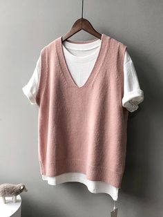 Effortless Elegance: V-Neck Loose Sleeveless Vest in 9 Colors Trendy Tank Sweater Vest For Layering, Casual V-neck Tank Top For Layering, V-neck Tank Top For Layering, Summer V-neck Layering Vest, V-neck Sweater Vest For Spring Layering, Spring Casual V-neck Vest, Fall Layering V-neck Tank Top, Pink Sleeveless Casual Sweater Vest, Casual Pink Sleeveless Sweater Vest