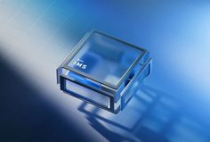 a blue box with the word iris on it