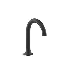 a black faucet on a white background with no one in the room to see it