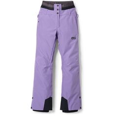 a purple snowboard pant with black accents