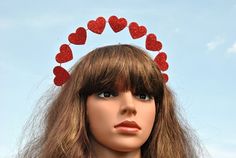 Cupid Headband Red Hearts Queen of Hearts Crown Headpiece - Etsy Cupid Headband, Merida Birthday Party, Valentine Costume, Queen Of Hearts Crown, Leaf Hair Piece, Valentines Headband, Bat Costume, Queen Of Hearts Costume, Crown Headpiece