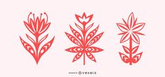 four red flowers on a white background