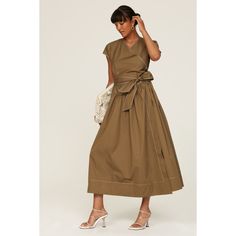 Brown cotton (100% Cotton). Hourglass. Crew neck. Cap sleeves. Back zipper closure. 50" from shoulder to hemline. Imported. The Curated Closet, Silk Pjs, India Dress, Tory Burch Dress, Midi Cocktail Dress, Rent The Runway, Christmas Gift Guide, Silk Pajamas, Cotton Poplin