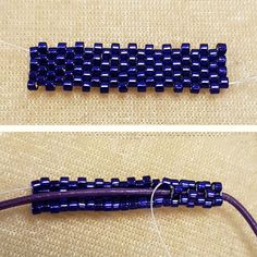 two pictures showing the same beading technique