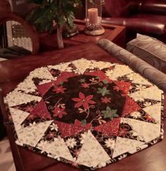 an image of a table with a quilt on it