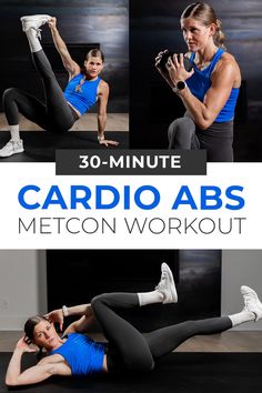 a woman doing cardio abs with the text 30 - minute cardio abs workout