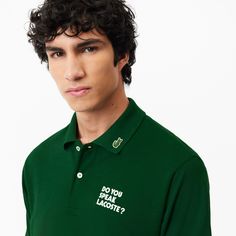 This L.12.12 cotton piqué polo is a lesson in Lacoste styling. Featuring contrast embroidery and luxe finish details: a timeless, iconic design. Green Cotton Tops With Logo Detail, Classic Collared Polo Shirt With Logo, Classic Green Top With Embroidered Logo, Fitted Polo Shirt With Embroidered Logo, Collared Cotton Polo Shirt With Logo, Cotton Collared Polo Shirt With Logo, Casual Tops With Embroidered Logo And Collared Neckline, Casual Tops With Collared Neckline And Embroidered Logo, Collared Cotton Top With Logo Detail