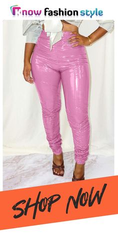 Pink Sexy Solid Split Joint Skinny High Waist Pencil Solid Color Bottoms Pu Skirt, 2023 Pink, Black Sportswear, Black Girls Hairstyles, Wholesale Fashion, Jeans Pants, Leather Pants, High Waist, Split