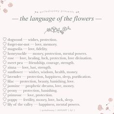 the language of the flowers in english