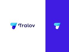 the logo for tralov is shown in blue and purple colors, with an oval shape