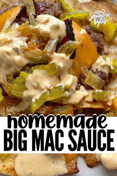 homemade big mac sauce on top of a pizza