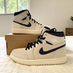 Nike Air Jordan 1 Zoom Size 7.5 Color Summit White/Black Nwt Was Given As A Gift, But They Are The Wrong Size, Never Been Worn, Been Sitting In Box In Closet Cream Jordans, Jordan Shoes For Women Black And White, Black And White Jordans Womens, Womens Nike Jordans Black Wnd White, Cream Color Jordans, White Mid-top Sporty Jordan Shoes, Jordan 1 Mid Women, Air Jordan Basketball Shoes, Jordan Basketball Shoes