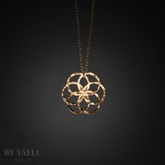 Gold hammered flower of life Celtic necklace, Inspired by the beauty of  the Irish culture. One of the oldest sacred symbols known to man, universal symbol of creation.    ★ Comes in our signature box, ready for gift giving.  ★ Available in Gold [18K goldfield & gold plated brass ]  ★ Pendant size : 1"x1" Thanks for shopping at ByYaeli♥  All images, texts & products are property of ByYaeli ©2020. Symbolic Gold Hammered Necklace, Spiritual Gold Star Of David Jewelry, Symbolic Hammered Necklace As Gift, Symbolic Hammered Necklaces As Gift, Symbolic Hammered Necklace For Gift, Symbolic Gold Flower Pendant Jewelry, Gold Star Of David Amulet Necklace, Symbol Of Creation, Irish Necklace