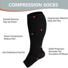 Plus Size Compression Socks Open Toe-Black | Moon Wood Garter Stockings, Lace Stockings, Fishnet Top, Bodysuit Dress, Black Moon, Thigh High Socks, Thigh High Stockings, Fishnet Stockings, Compression Socks