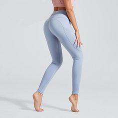 Go-To Curve-Tech Leggings Light Blue Pants, Nylon Leggings, Leggings Fitness, Navy Blue Pants, Nylon Pants, Sport Tights, Leggings With Pockets