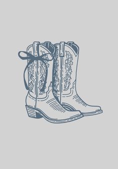 a pair of cowboy boots sitting on top of a gray background with the words, i love