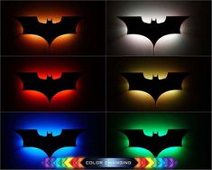 the batman symbol is shown in different colors