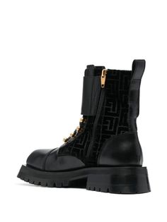 Balmain embossed-button Detail Ankle Boots - Farfetch Ankle Boots Black, Monogram Pattern, Balenciaga Designer, Shoe Size Chart, Black Ankle Boots, Everyday Look, All Black Sneakers, Calf Leather, Black Boots