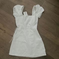 Never Used With Tags. Beautiful Tie Back Fitted A-line Puff Sleeve Dress For Day Out, White Cotton Puff Sleeve Fitted Dress, White Fitted Puff Sleeve Cotton Dress, Zara Cotton Puff Sleeve Dress, Zara Summer Puff Sleeve Dress, Fitted White Puff Sleeve Dress For Spring, Zara Spring Puff Sleeve Dress, Zara Puff Sleeve Mini Dress For Brunch, Zara Fitted Puff Sleeve Summer Dress