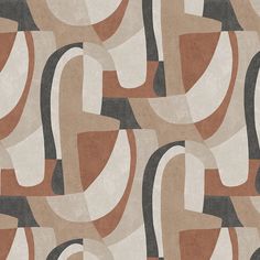 An abstract geometric design featuring largescale curved shapes. The warm muted colour palette of terracotta and deep beige is perfect for a feature wall. Muted Colour Palette, Walker Wallpaper, Angel Strawbridge, Next Wallpaper, Things Wallpaper, Muted Colour, A Street Prints, Mulberry Home, Jungle Wall