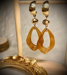 Brass ring studs with acrylic loop Elegant Dangle Resin Earrings, Elegant Resin Dangle Earrings, Elegant Resin Drop Earrings, Chic Gold Resin Earrings, Teardrop Metal Fashion Jewelry, Elegant Dangle Resin Jewelry, Elegant Resin Dangle Jewelry, Trendy Dangle Clip-on Earrings, Trendy Resin Drop Earrings