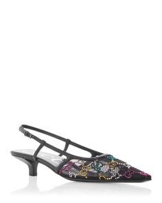 Gucci Women's Gg Embellished Slingback Kitten Heel Pumps Gucci Women, Black Pumps Heels, Buy Gucci, Kitten Heel Pumps, Sling Back, Slingback Pump, Heel Pumps, Kitten Heel, Black Pumps