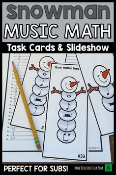 snowman music math task cards and slideshow for kids to practice the letter sounds