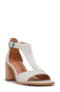 Luxe leather refines a chic sandal fashioned with a T-strap silhouette and elevated by a stacked block heel. 2 3/4" heel Leather upper/synthetic lining and sole Made in Brazil Chic Sandals, Made In Brazil, Sandal Fashion, Sandal Women, T Strap, Women's Shoes Sandals, Lucky Brand, Block Heels, Womens Sandals