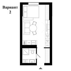 a floor plan for a small apartment with one bedroom and an attached living room area