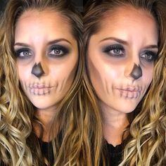 Skeleton Costume Face Paint, Easy Monster Makeup Halloween, Easy Cute Skeleton Makeup, Skeletal Face Makeup, Skeleton Makeup Pretty Easy, Skeleton Woman Costume, Cute Skeleton Face Paint, Skeleton Womens Costume, Womens Skull Makeup