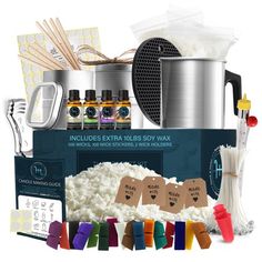 an assortment of ingredients and tools for cooking