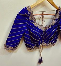 Hand embroidered ready made saree blouse / crop top/stitched saree blouse usa / navy blue saree blouse/modern blouse/zardosi blouse/shirt sleeve saree blouse/blue pure silk blouse/ blue  maggam work blouse      Well..!! we understand that you may not get in your desired size/pattern, here you go with customization according to your size/pattern which we can deliver in 1-2 weeks of time period !!      Here is a beautiful Hand embroidered zardosi work crop top / blouse in  blue color that has deep Saree Blouse Modern, Zardosi Blouse, Hand Embroidery Blouse, Ready Made Blouse, Modern Blouse, Navy Blue Saree, Hand Embroidered Blouse, Stitched Saree, Maggam Work Blouse