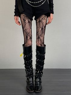 This price is for a pair of tights only, others are not included. Black Tights With Design, Gothic Party Tights, Gothic Black Tights For Alternative Fashion, Black Floral Tights, Pattern Y2k, Gothic Fitted Thigh-high Tights, Male Steampunk, Black Floral Pattern, Steampunk Fashion Female