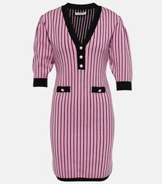 Striped V-neck Mini Dress For Work, Striped Mini Dress For Winter, Knee-length Ribbed Mini Dress For Work, Striped Ribbed Mini Dress, Striped Ribbed Fitted Dress, Ribbed Striped Fitted Dress, Striped Ribbed Mini Length Dresses, Striped V-neck Mini Dress For Fall, Ribbed Bodycon Sweater Dress For Work