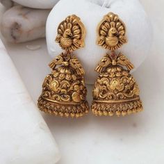 Antic Jumkas Gold, Temple Jewelry Earrings, Butta Earrings Gold Latest, Indian Jhumka, Temple Jewellery Earrings, Gold Jhumka, Jhumka Designs, Wedding Jewelry Sets Bridal Jewellery