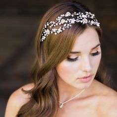 Affordable Elegance Bridal - Light Gold Floral Vine Headband with Pearls Envogue HB1811, $102.99 (https://affordableelegancebridal.com/light-gold-floral-vine-headband-with-pearls-envogue-hb1811/) Diamond Hair Accessories, Bridal Accessories Earrings, Headband With Pearls, Editing Styles, Kelsey Rose, Vine Headband, Bohemian Weddings, Gold Wedding Inspiration, Diamond Hair